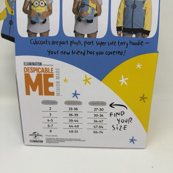 Cubcoat 2T Bob Minions Hoodie Jacket Transforming Fleece Plush Despicable Me New - Picture 5 of 10